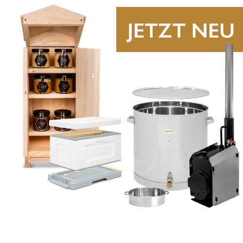 Verschiedene Artikel mit einem braunen Banner mit der Aufschrift Jetzt neu