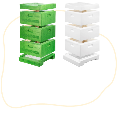 Zwei Segeberger Beuten in Schrägansicht