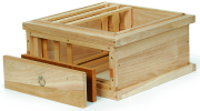 Frankenbeute Massivholz Schauzarge, Kantenansicht, Fensterabdeckung vorgestellt