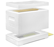 Imgut® Styro Ablegerkasten DN, Kantenansicht, Zarge und Deckel schwebend