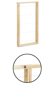 Steckrähmchen Mini Plus DN 210 x 338 mm, Doppelbild mit Frontansicht des Rähmchens und einem Detailbild von der Steckverbindung mit 2 Rähmchenohren