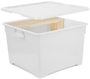 ApiNord® Transporter Dadant Brut, Kantenansicht mit Dadant US Rähmchen, Deckel schwebend