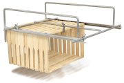 ApiNord® Rähmchenhalter für Desinfektionsbehälter, Kantenansicht mit eingehängten Rähmchen