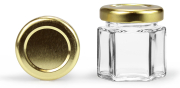 Sechseckglas 45 ml mit 43er gold