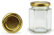 Sechseckglas 196 ml mit 58er gold