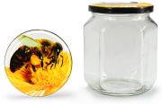 Sechseckglas 580 ml mit 82er Biene