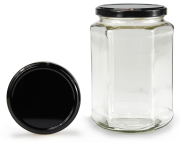 Sechseckglas 720 ml mit 82er schwarz glänzend