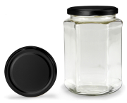 Sechseckglas 720 ml mit 82er schwarz-matt Blueseal®