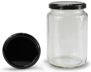 Rundglas 770 ml mit 82er schwarz glänzend