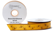 Bieno®Casa Geschenkband breit, Frontansicht, eine Rolle liegend, Band etwas abgerollt, eine Rolle stehend dahinter