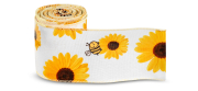 Gift ribbon 64 mm sunflower with bee