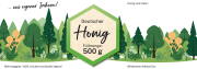 Flores honey jar label "Treescape" 500 g wet adhesive