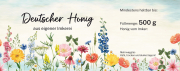 Flores honey jar label "Flower meadow" 500 g wet adhesive