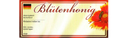 ApiSina® Etikett Rahmen „Blütenhonig rot“, Frontansicht
