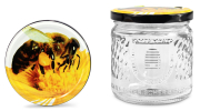 Original Bavarian honey jar 405 ml / 500 g with lid TO 82 bee