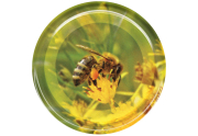 82er TO Deckel ApiSina® Biene auf Blüte IV, Frontansicht
