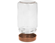Bieno®Plast Deckelfütterer Kombi 770 ml, Frontansicht, Glas schwebend über dem Deckelfütterer