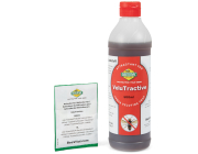 BeeVital VelutTractive Lockmittel, Frontansicht, eine volle Flasche und eine Tüte mit Aktivator