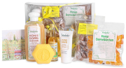 Minkenhus® Geschenkpaket 2, Gruppenbild Frontansicht, alle Artikel einzeln und ein verpackter Karton dahinter