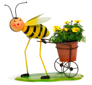 Bieno®Casa Blumentopf mit Wagen, Seitenansicht mit Pflanze