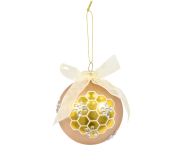 Bieno®Casa Weihnachtskugel Rotgold mit Stoffschleife, Frontansicht